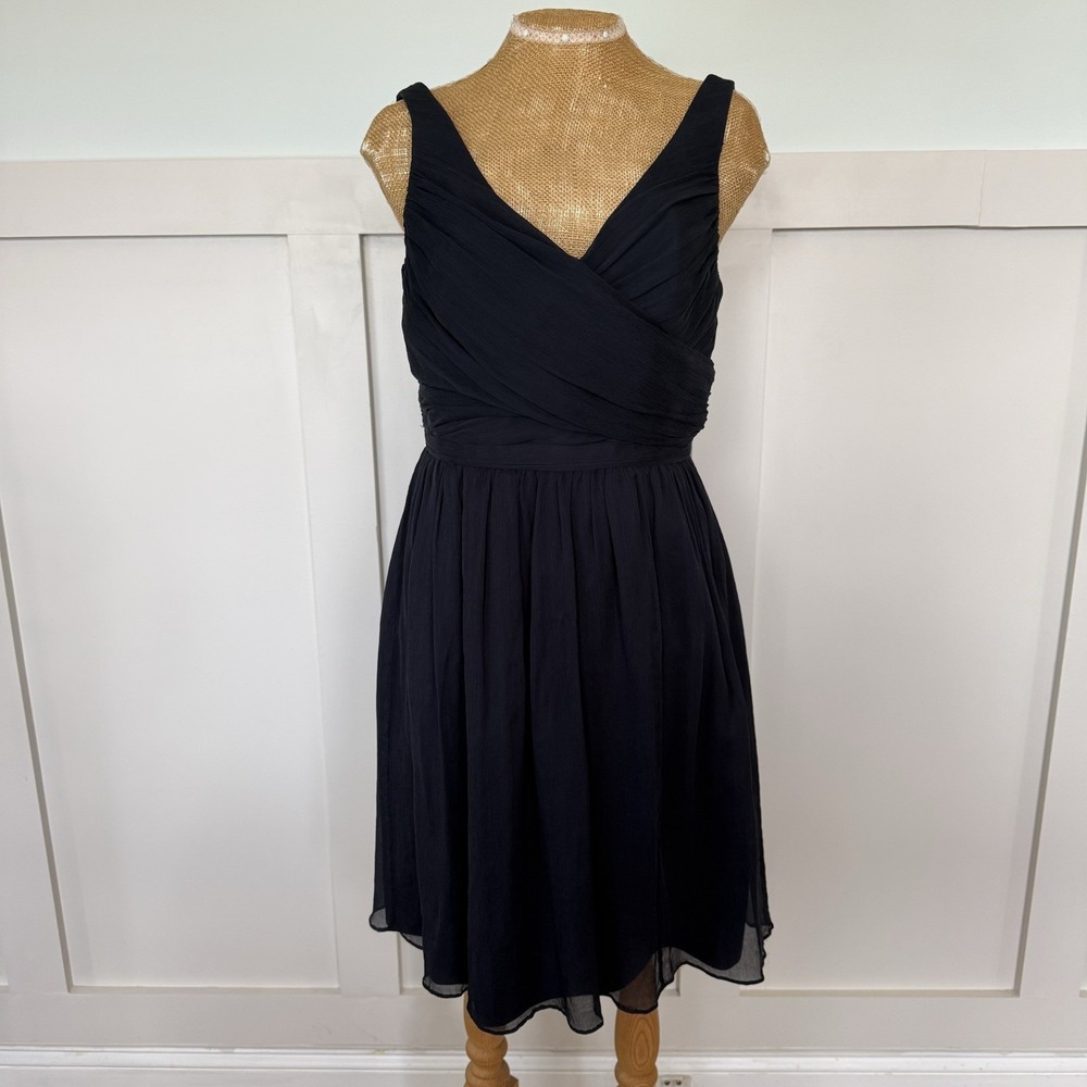J CREW‎ Silk Chiffon Heidi Dress Size 10 Navy Party Cocktail Wedding Bridesmaid